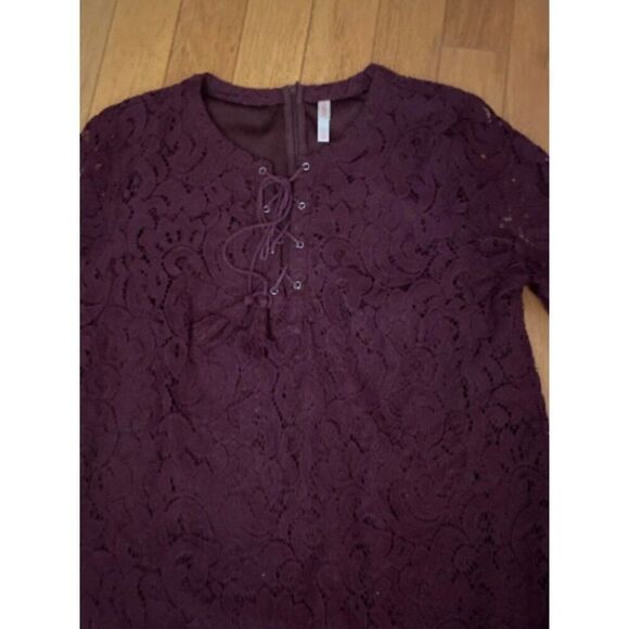 Xhilaration women's Purple Lace Long Sleeve lined Tunic Dress size large - Picture 3 of 10